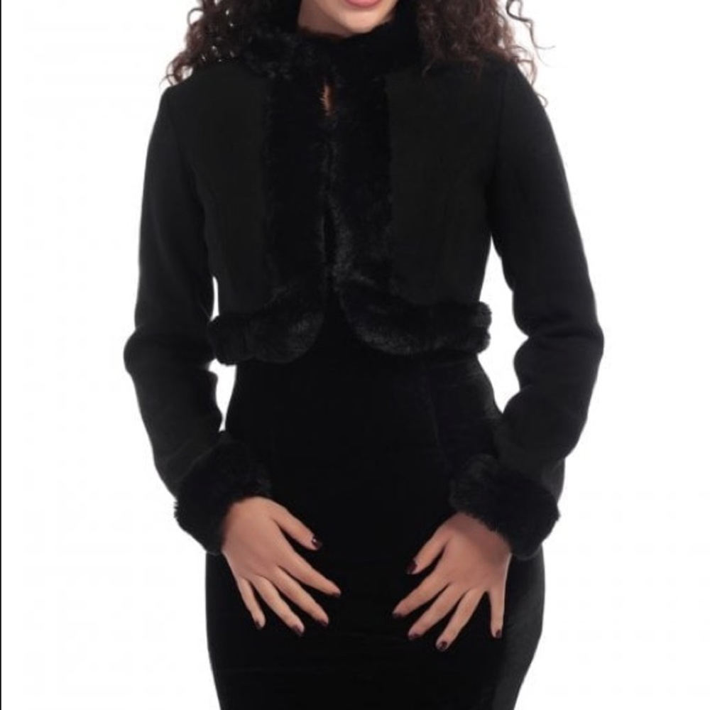 Collectif Black Faux Fur Trim Jacket